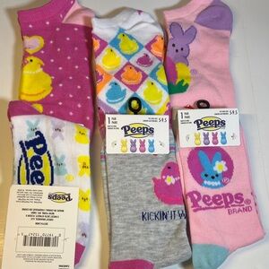 Peep’s Novelty Socks 6 Pair Mixture Ankle and Crew Size 5-9.5